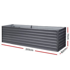 Green Fingers Garden Bed 320x80x77cm Planter Box Raised Container Galvanised Herb