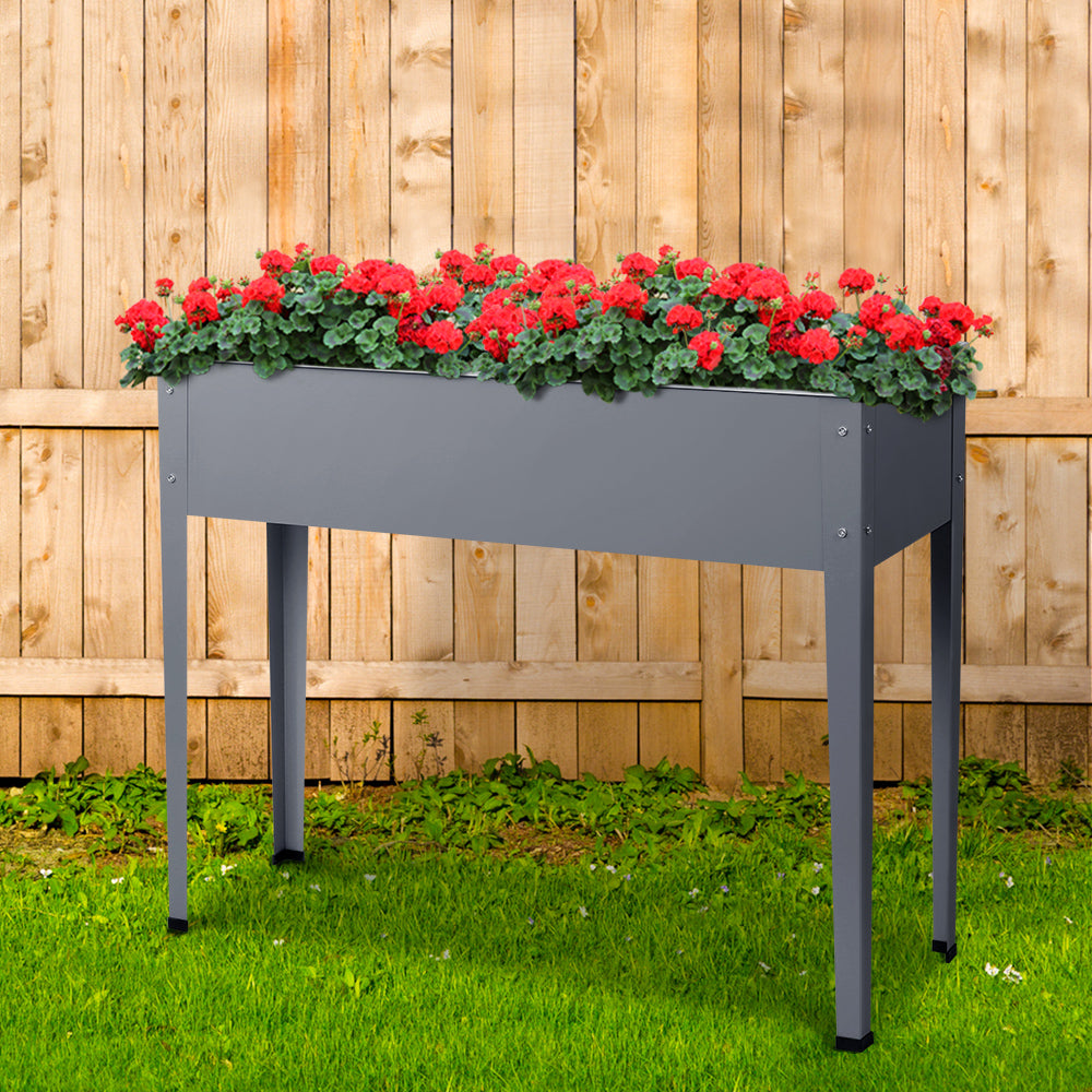 Green Fingers Garden Bed Elevated 100X80X30cm Planter Box Container Galvanised