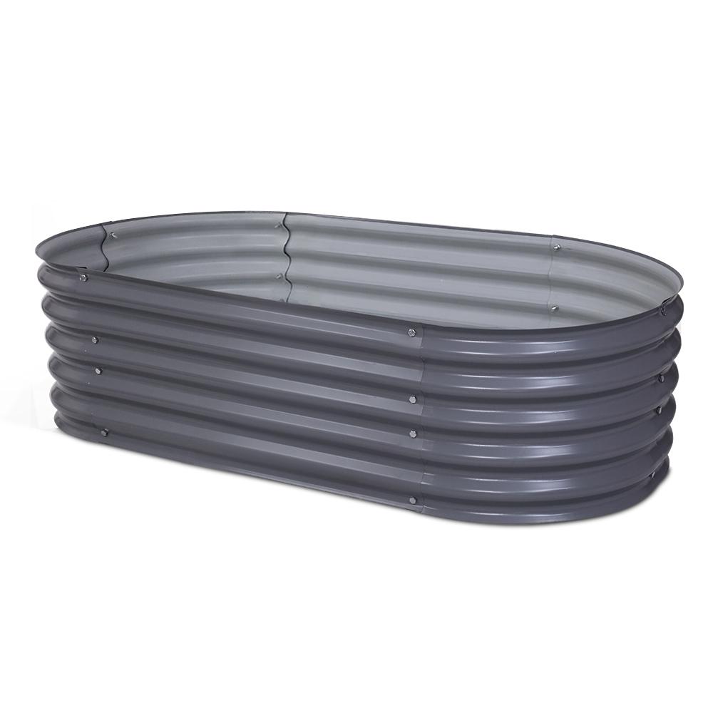 Green Fingers Garden Bed 160X80X42cm Oval Planter Box Raised Container Galvanised
