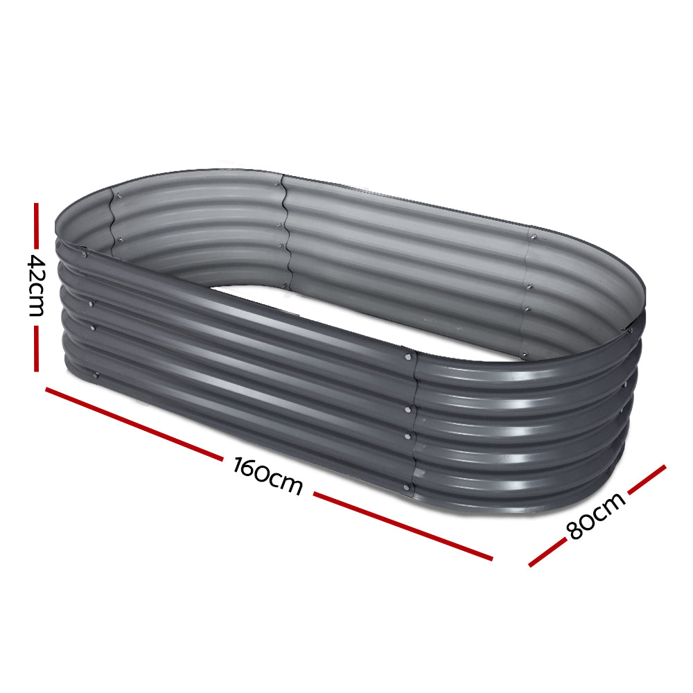 Green Fingers Garden Bed 160X80X42cm Oval Planter Box Raised Container Galvanised
