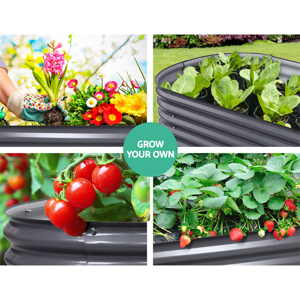 Green Fingers Garden Bed 160X80X42cm Oval Planter Box Raised Container Galvanised