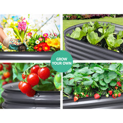 Green Fingers Garden Bed 160X80X42cm Oval Planter Box Raised Container Galvanised