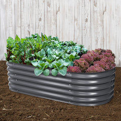 Green Fingers Garden Bed 160X80X42cm Oval Planter Box Raised Container Galvanised