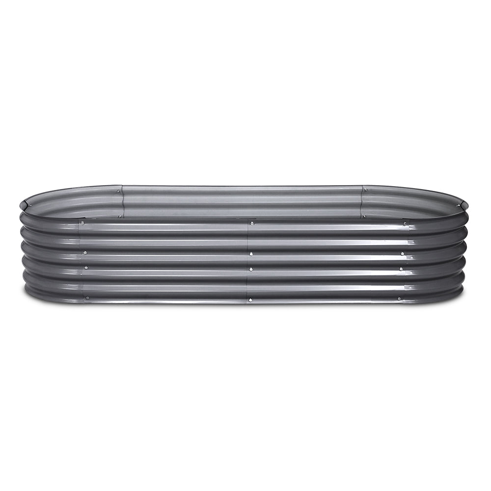 Green Fingers Garden Bed 240X80X42cm Oval Planter Box Raised Container Galvanised