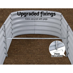 Green Fingers Garden Bed 240X80X42cm Oval Planter Box Raised Container Galvanised