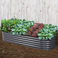 Green Fingers Garden Bed 240X80X42cm Oval Planter Box Raised Container Galvanised