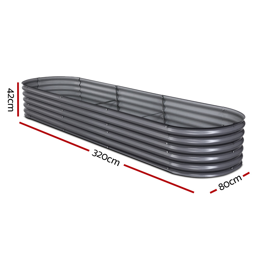 Green Fingers Garden Bed 320X80X42cm Oval Planter Box Raised Container Galvanised