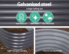 Green Fingers Garden Bed 320X80X42cm Oval Planter Box Raised Container Galvanised