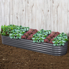 Green Fingers Garden Bed 320X80X42cm Oval Planter Box Raised Container Galvanised
