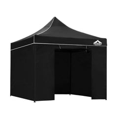 Instahut Gazebo Pop Up Marquee 3x3m Folding Tent Wedding Gazebos 500D Black