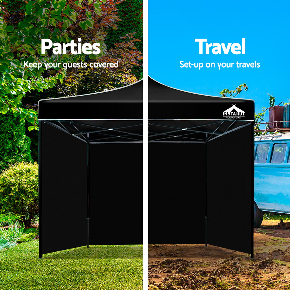 Instahut Gazebo Pop Up Marquee 3x3m Folding Tent Wedding Gazebos 500D Black