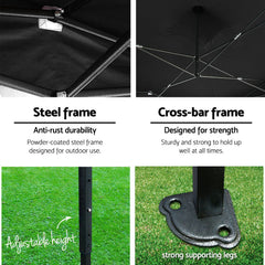 Instahut Gazebo Pop Up Marquee 3x3m Folding Tent Wedding Gazebos 500D Black