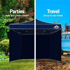 Instahut Gazebo Pop Up Marquee 3x3 Folding Tent Gazebos Camping 500D Oxford Navy