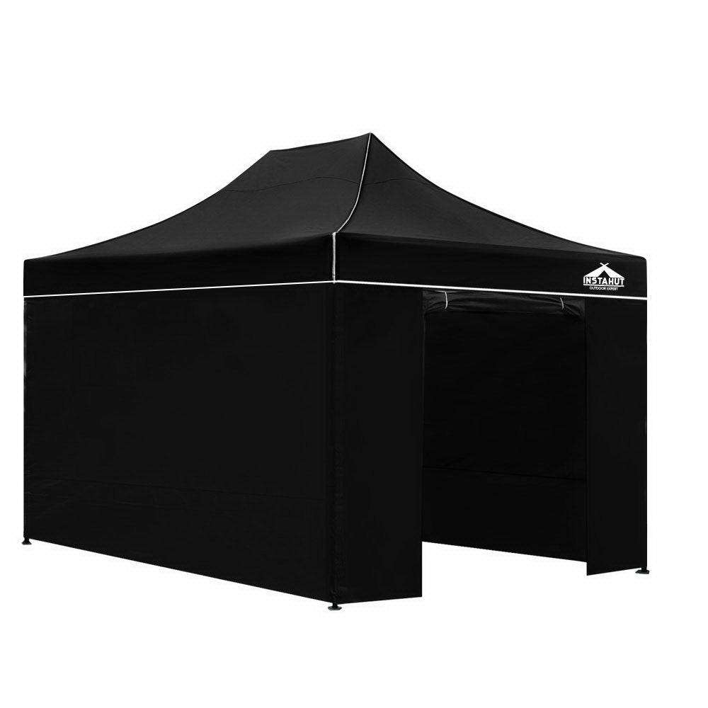 Instahut Gazebo Pop Up Marquee 3x4.5 Folding Tent Wedding Gazebos 500D Black