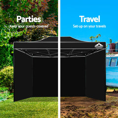 Instahut Gazebo Pop Up Marquee 3x4.5 Folding Tent Wedding Gazebos 500D Black