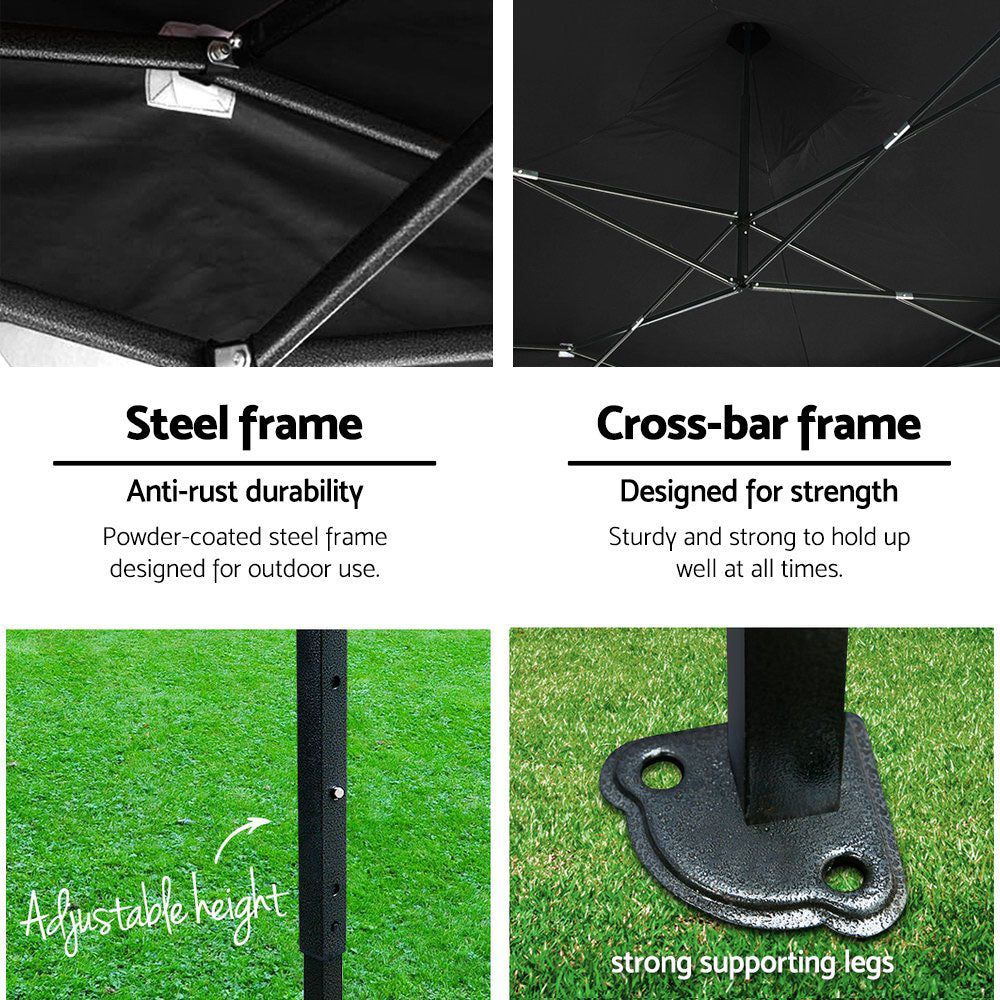 Instahut Gazebo Pop Up Marquee 3x4.5 Folding Tent Wedding Gazebos 500D Black