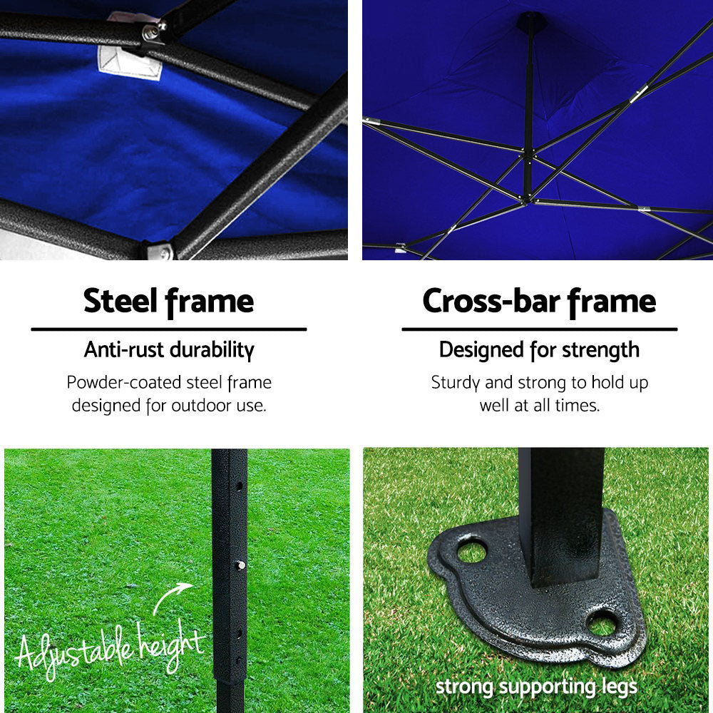 Instahut Gazebo 3x4.5 Pop Up Marquee Folding Tent Wedding Gazebos Camping Outdoor Shade Canopy Blue