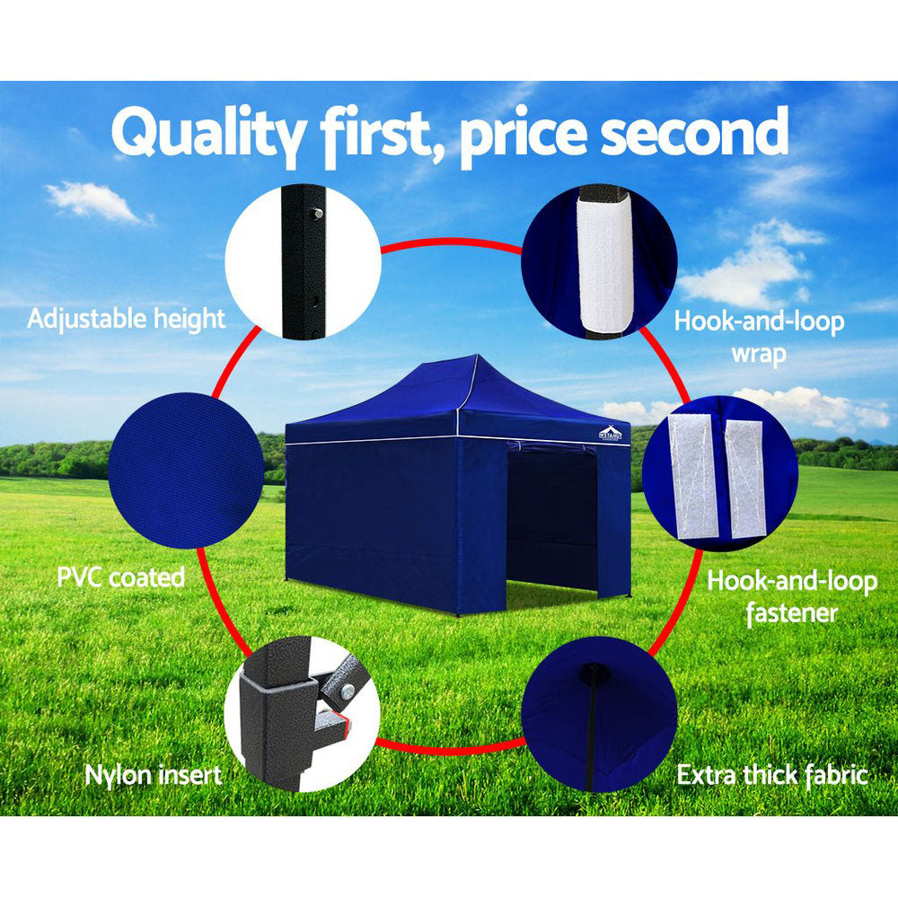 Instahut Gazebo 3x4.5 Pop Up Marquee Folding Tent Wedding Gazebos Camping Outdoor Shade Canopy Blue