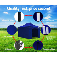 Instahut Gazebo 3x4.5 Pop Up Marquee Folding Tent Wedding Gazebos Camping Outdoor Shade Canopy Blue