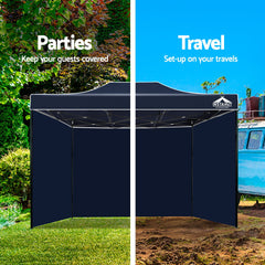 Instahut Gazebo 3x4.5 Pop Up Marquee Folding Tent Wedding Gazebos Camping Outdoor Shade Canopy Navy