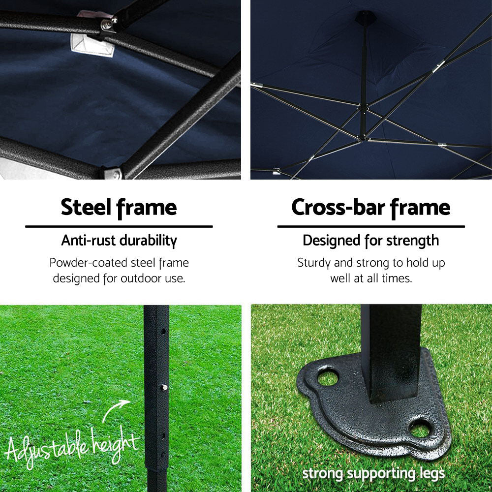 Instahut Gazebo 3x4.5 Pop Up Marquee Folding Tent Wedding Gazebos Camping Outdoor Shade Canopy Navy