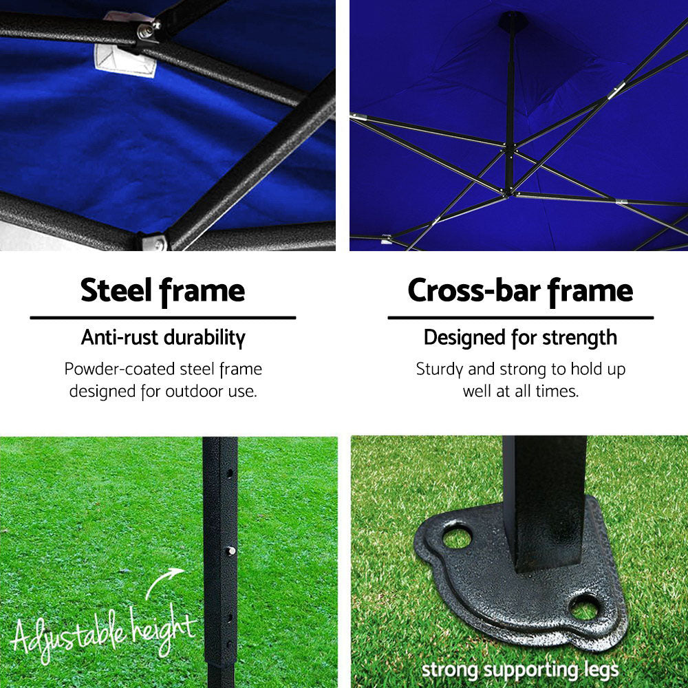 Instahut Gazebo 3x6 Pop Up Marquee Folding Tent Wedding Gazebos Camping Outdoor Shade Canopy Blue