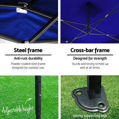 Instahut Gazebo 3x6 Pop Up Marquee Folding Tent Wedding Gazebos Camping Outdoor Shade Canopy Blue
