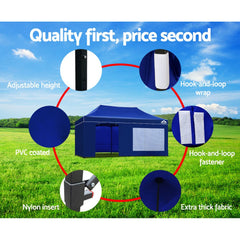 Instahut Gazebo 3x6 Pop Up Marquee Folding Tent Wedding Gazebos Camping Outdoor Shade Canopy Blue