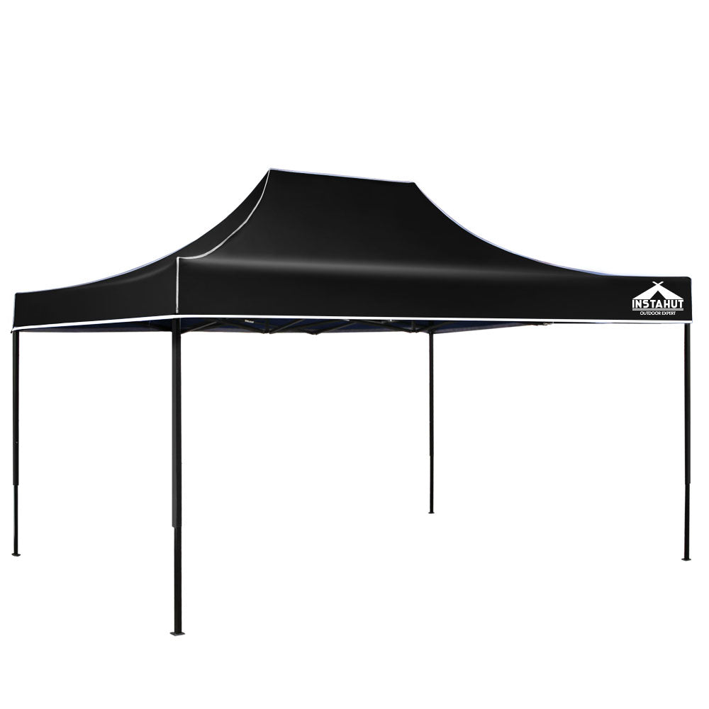Instahut Gazebo Pop Up Marquee 3x4.5 Folding Tent 500D Wedding Camping Black