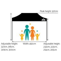 Instahut Gazebo Pop Up Marquee 3x4.5 Folding Tent 500D Wedding Camping Black
