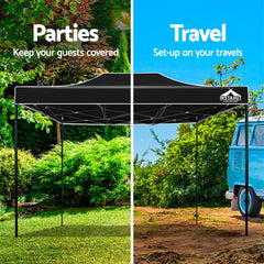Instahut Gazebo Pop Up Marquee 3x4.5 Folding Tent 500D Wedding Camping Black