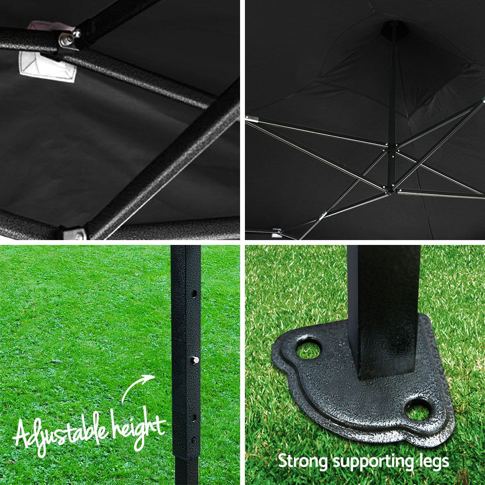 Instahut Gazebo Pop Up Marquee 3x4.5 Folding Tent 500D Wedding Camping Black