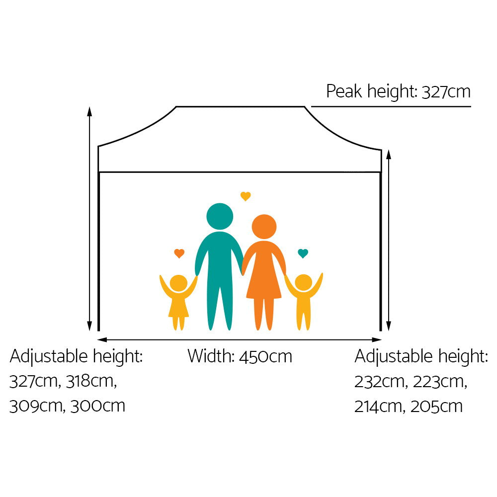 Instahut Gazebo Pop Up Marquee 3x4.5 Folding Tent 500D Oxford Fabric White