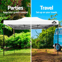 Instahut Gazebo Pop Up Marquee 3x4.5 Folding Tent 500D Oxford Fabric White