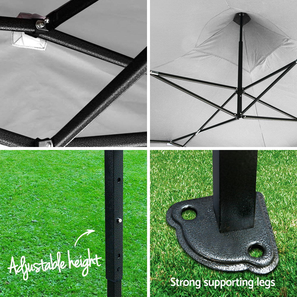 Instahut Gazebo Pop Up Marquee 3x4.5 Folding Tent 500D Oxford Fabric White