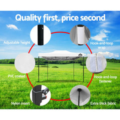 Instahut Gazebo Pop Up Marquee 3x4.5 Folding Tent 500D Oxford Fabric White