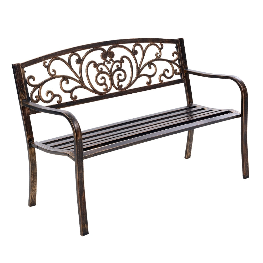 Gardeon Outdoor Garden Bench Seat Steel Outdoor Furniture 3 Seater Park Bronze