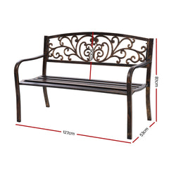 Gardeon Outdoor Garden Bench Seat Steel Outdoor Furniture 3 Seater Park Bronze