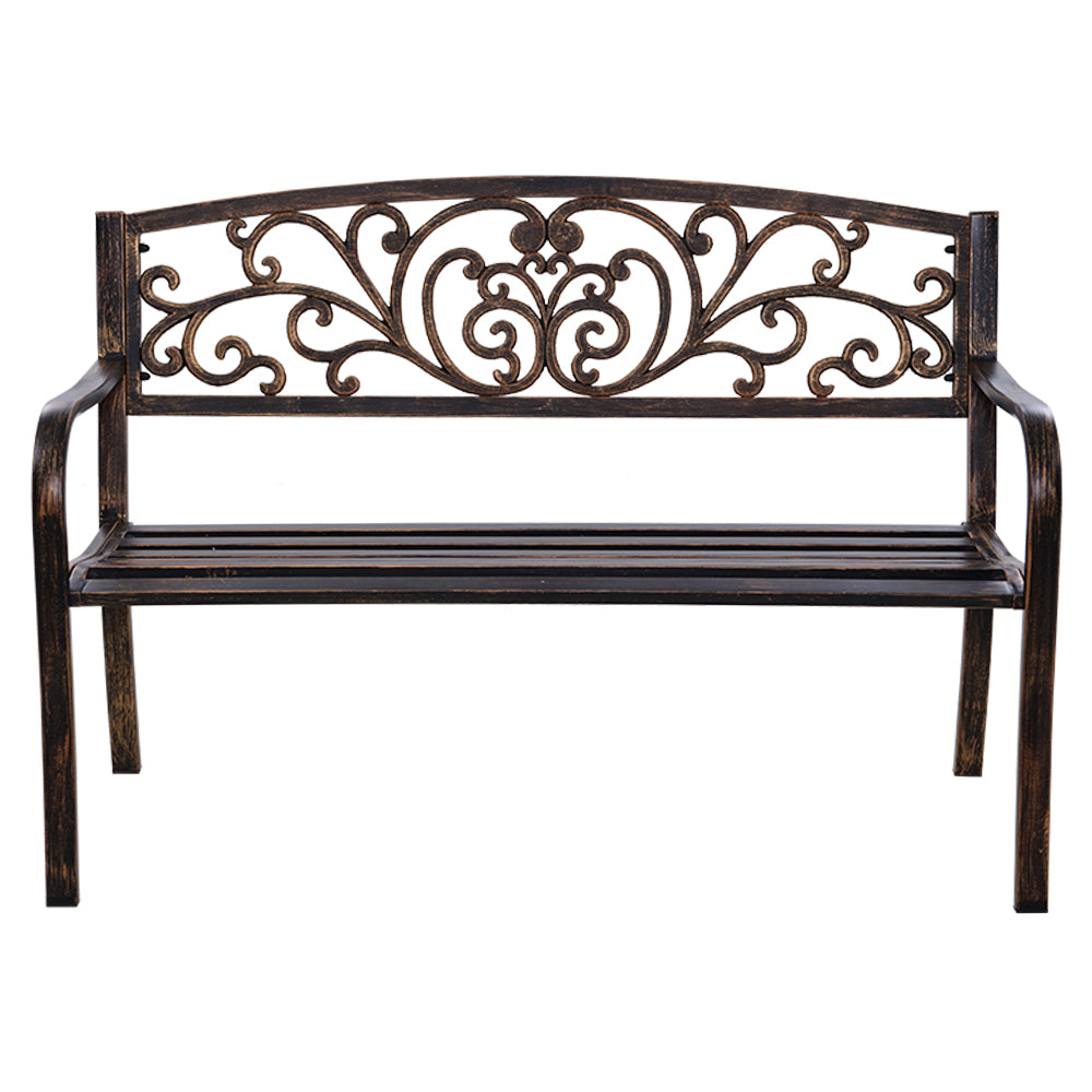 Gardeon Outdoor Garden Bench Seat Steel Outdoor Furniture 3 Seater Park Bronze