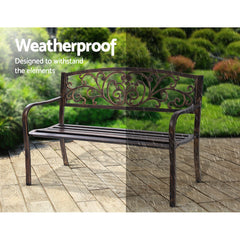 Gardeon Outdoor Garden Bench Seat Steel Outdoor Furniture 3 Seater Park Bronze