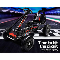 Rigo Kids Pedal Go Kart Ride On Toys Racing Car Rubber Tyre Black