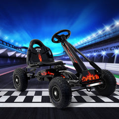 Rigo Kids Pedal Go Kart Ride On Toys Racing Car Rubber Tyre Black