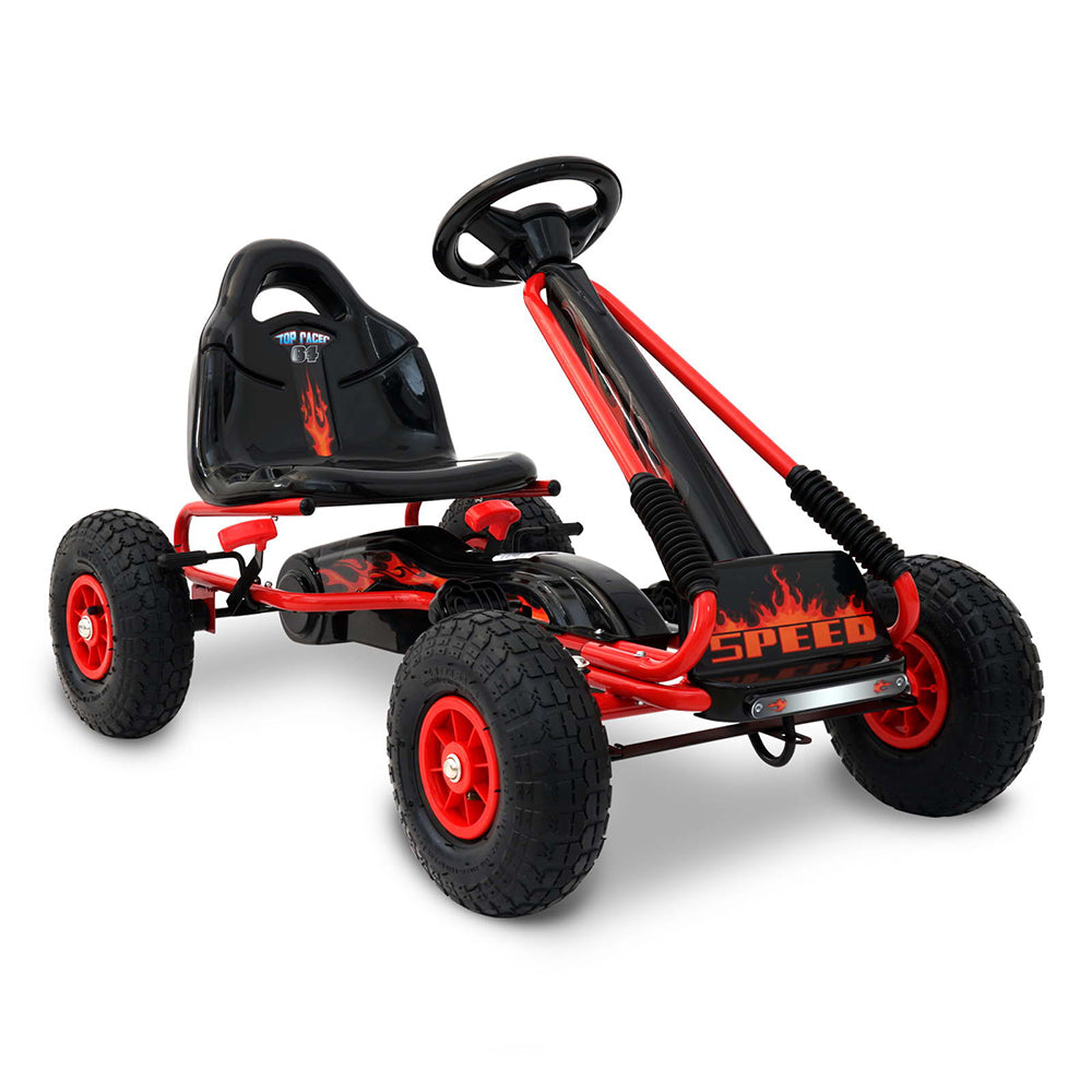 Rigo Kids Pedal Go Kart Ride On Toys Racing Car Rubber Tyre Red