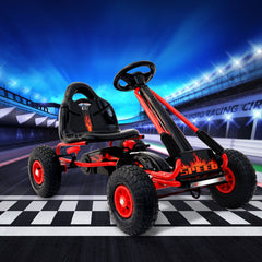 Rigo Kids Pedal Go Kart Ride On Toys Racing Car Rubber Tyre Red
