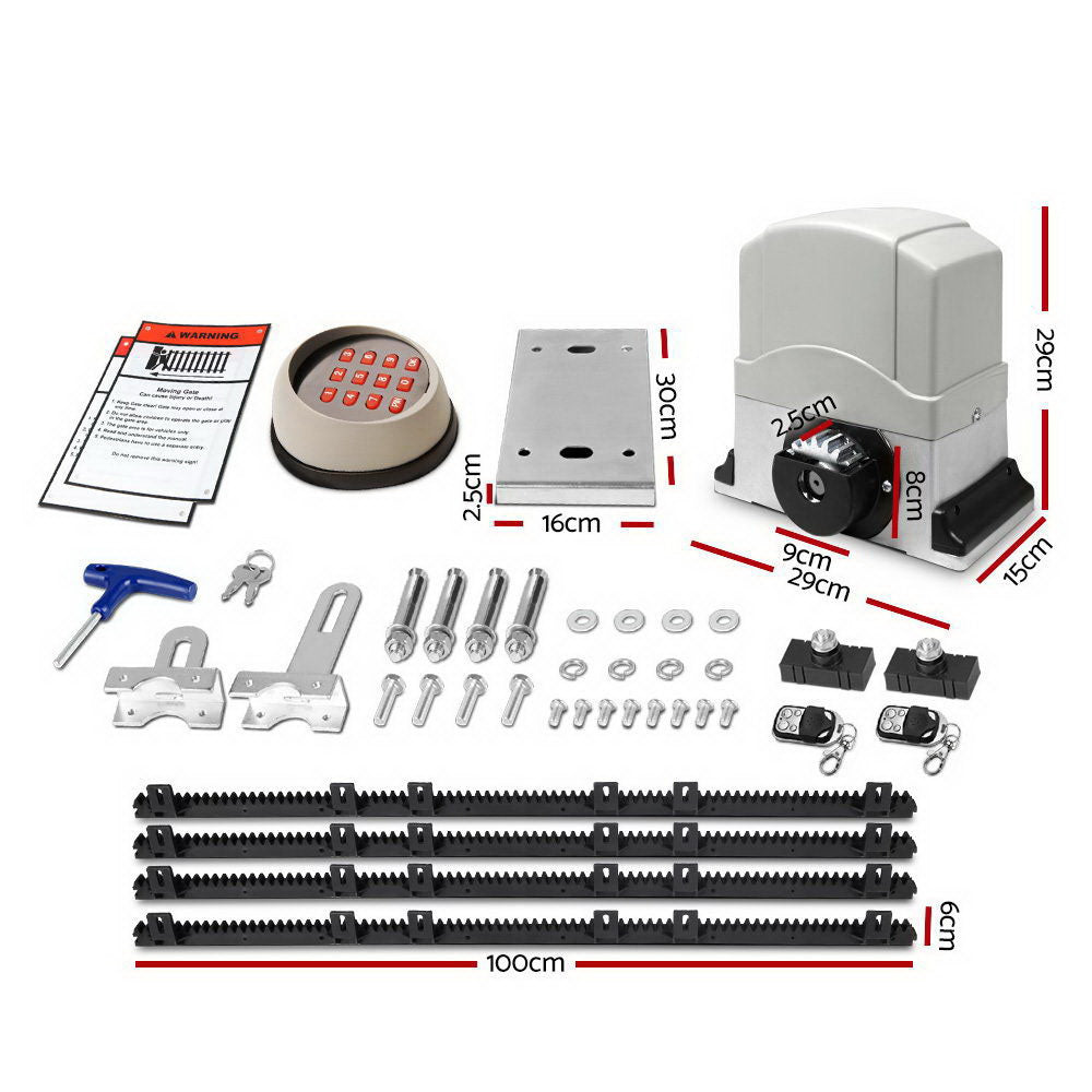 LockMaster Electric Sliding Gate Opener 1200KG Keypad 4M