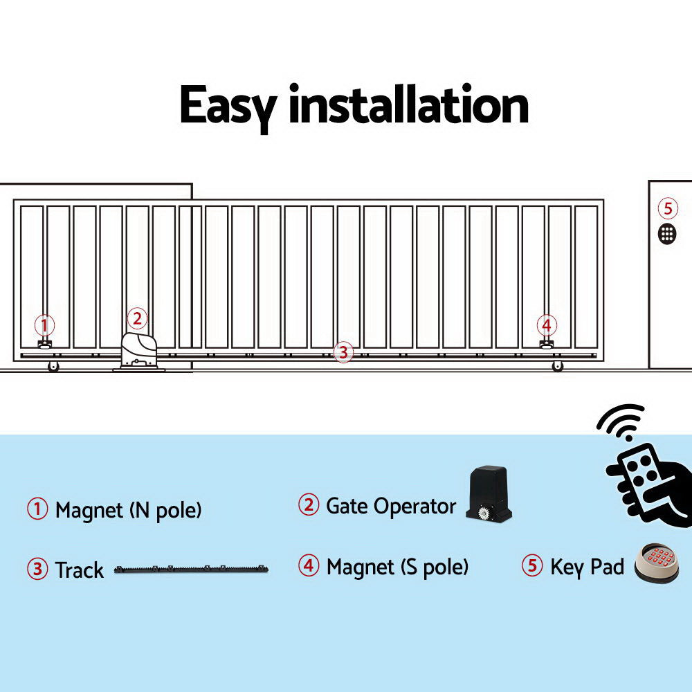 Lockmaster Automatic Sliding Gate Opener Kit Keypad 4M 1000KG