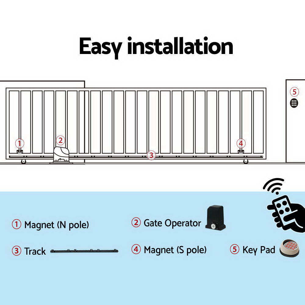 Lockmaster Automatic Sliding Gate Opener Kit Keypad 6M 1000KG