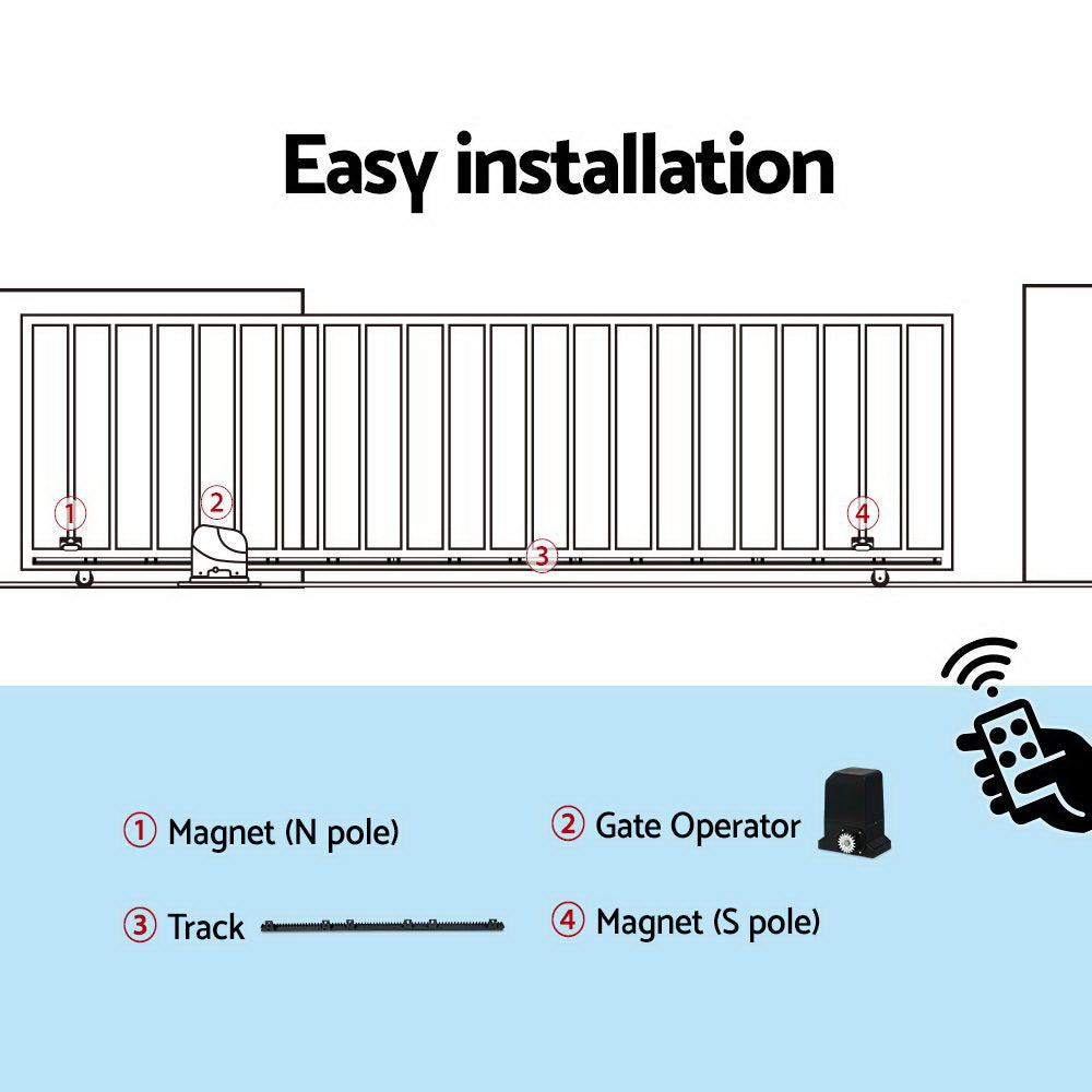 Lockmaster Automatic Sliding Gate Opener Kit 6M 1000KG