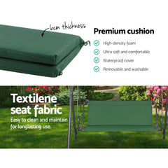 Gardeon Outdoor Swing Chair Garden Chair Bench Furniture Canopy 3 Seater Green