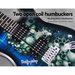 Alpha 41 Inch Electirc Guitar Humbucker Pickup Switch Full Size Skull Pattern